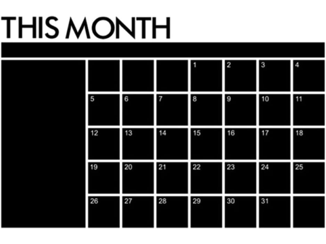 Quadro de calendário apagável em PVC preto para volta às aulas, acessório portátil para casa e planejamento.