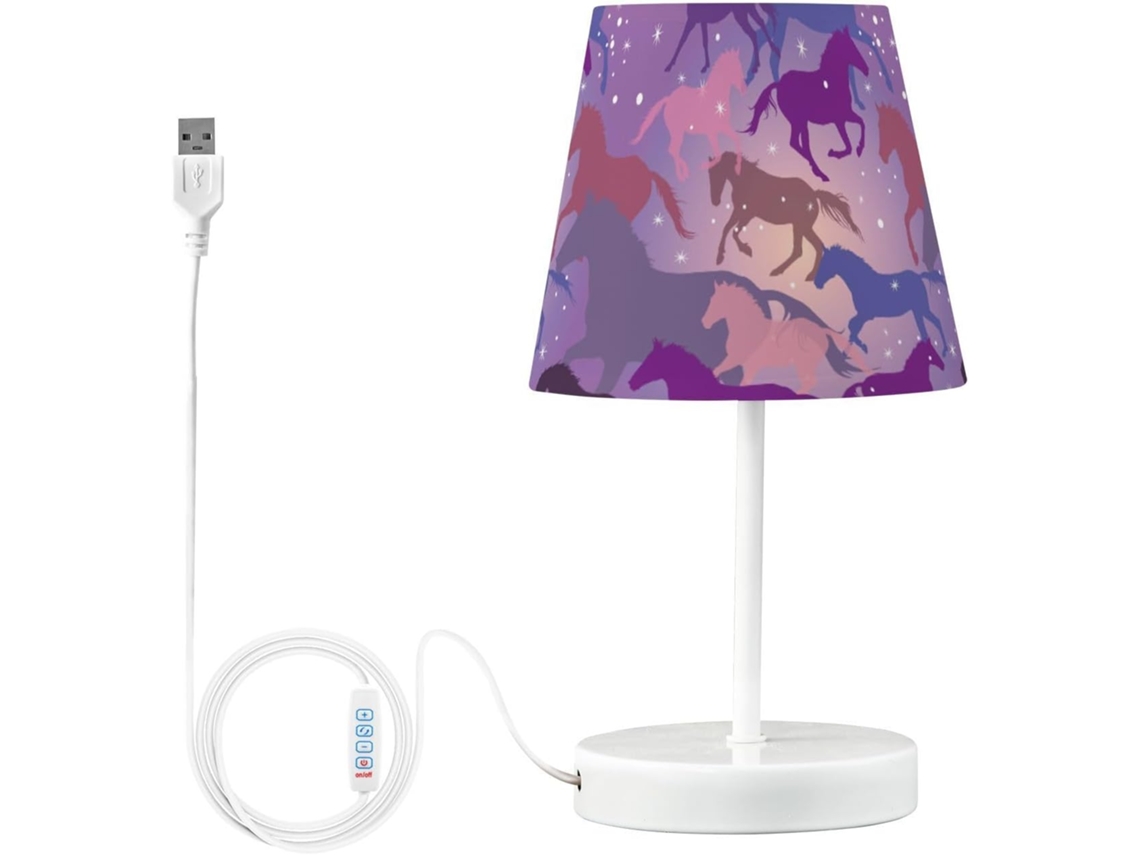 Luminária De Mesa Mnsruu Purple Horses Sparks, Ideal Para Quarto, Sala De Estar, Dormitório E Escritório, Com Led E