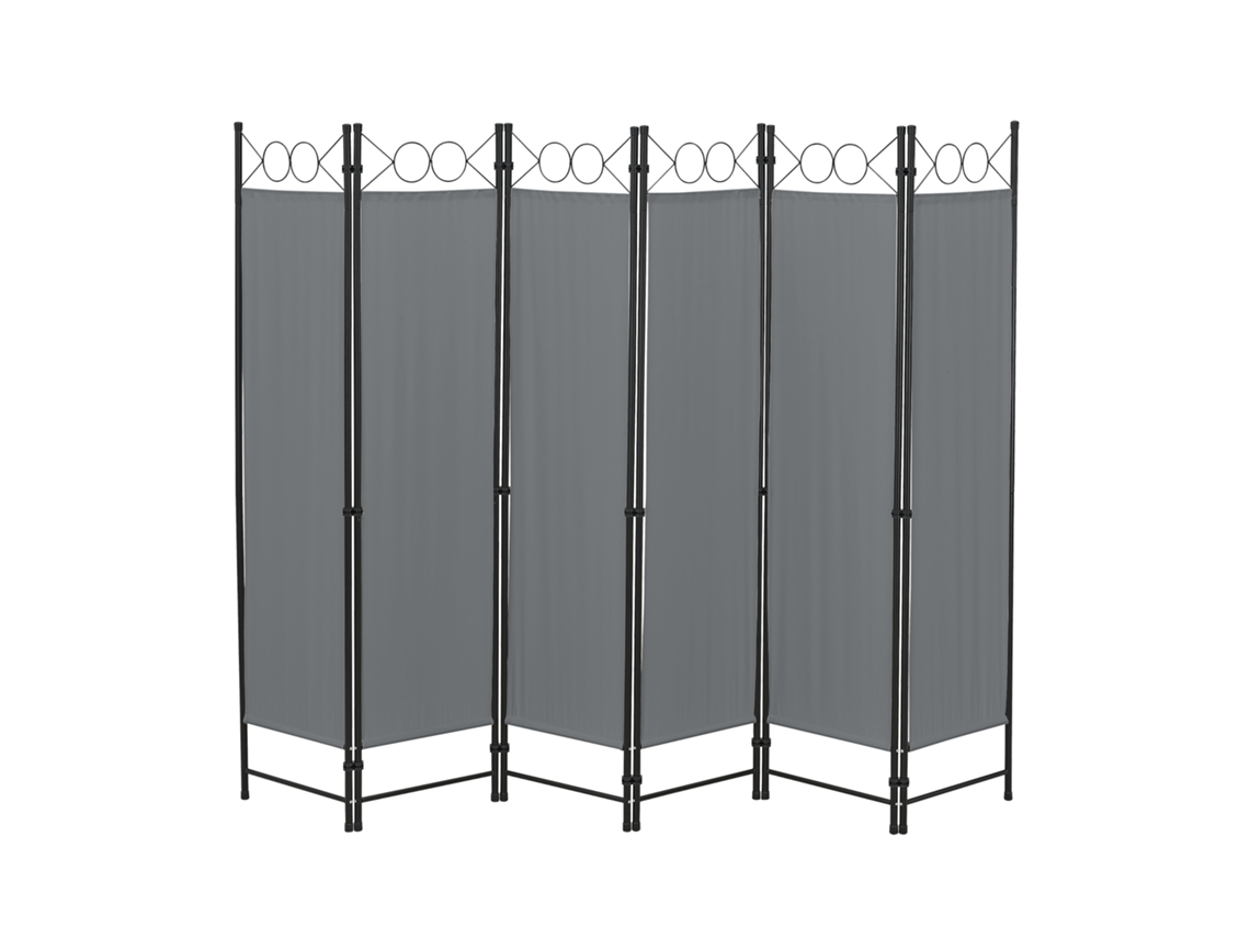 Biombo Dobrável Saragossa de 6 Painéis 171 X 240 Cm Cinzento Escuro [EN.CASA]