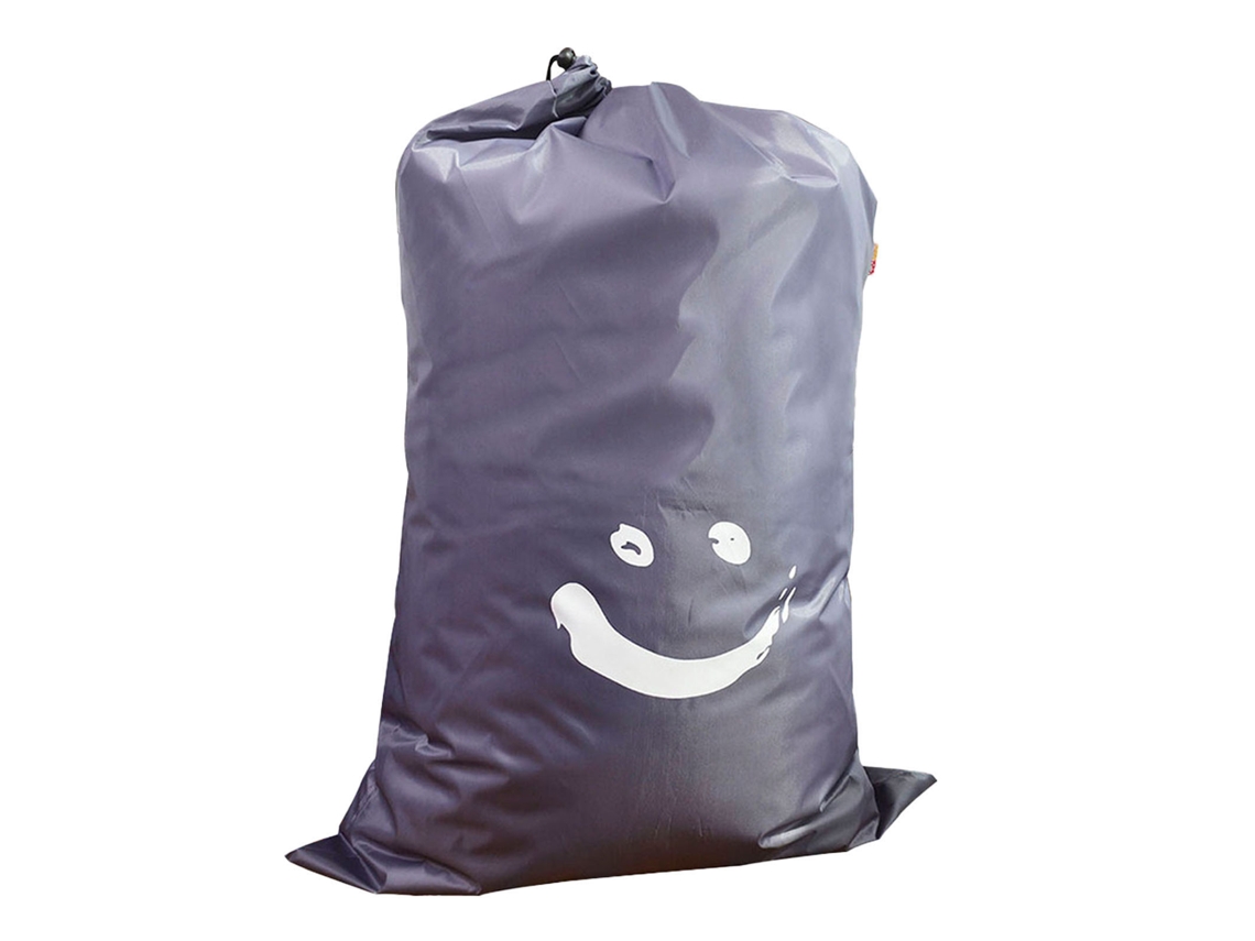 Sacola de roupa suja nylon com cordão cilíndrica para casa viagem armazenamento cinza S/MARCA