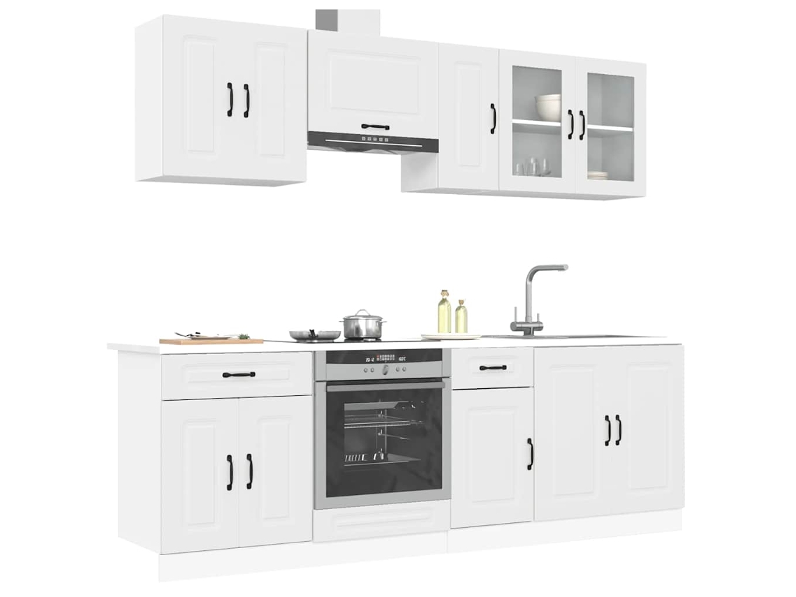 Vidaxl 8 Peças Armário De Cozinha Conjunto Kalmar Branco