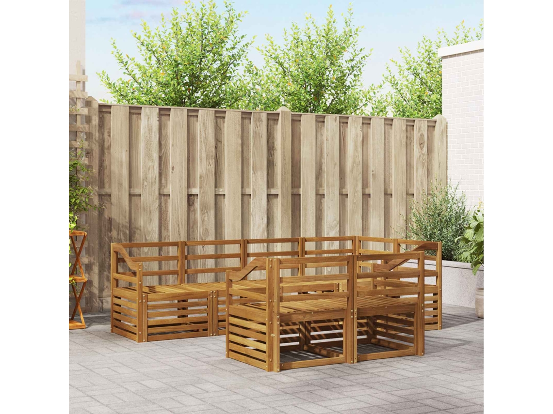 Vidaxl Conjunto De Sofá Sectional 7 Pcs Natural