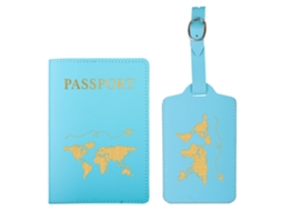 2 Porta, Passaportes, Etiqueta De Bagagem, Porta-passaporte E Conjunto Para Casais, Festa De Casamento, Lua De Mel, Viagem, Azul