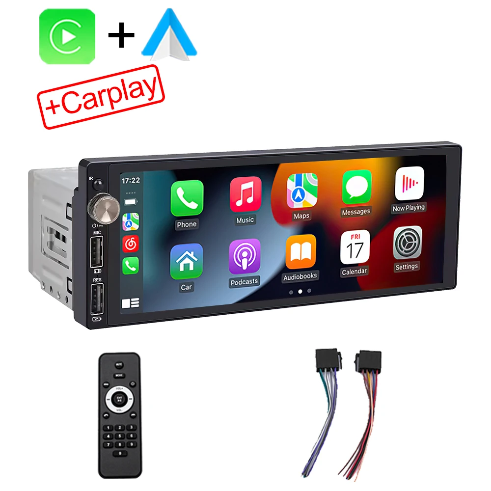 Sistema Multimídia Automotivo Single Din Com Carplay Sem Fio De 6,9 Polegadas, Bluetooth E Câmera Usb.