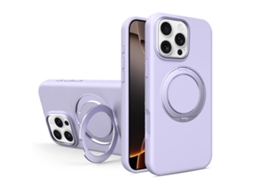 Capa Yuysan Para Iphone 16 Pro Max Silicone Magnetico Com Suporte Rotativo Preto