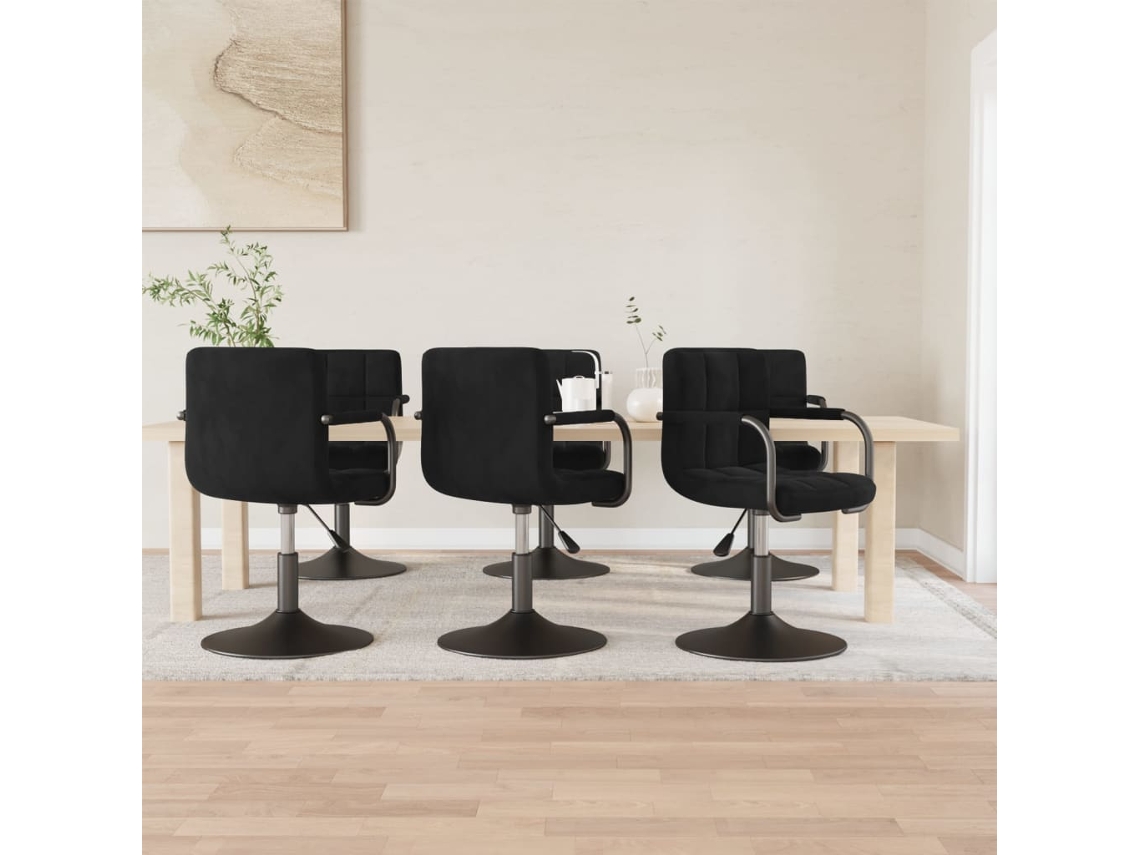 Vidaxl Cadeiras De Jantar Giratórias 6 Pcs Veludo Preto