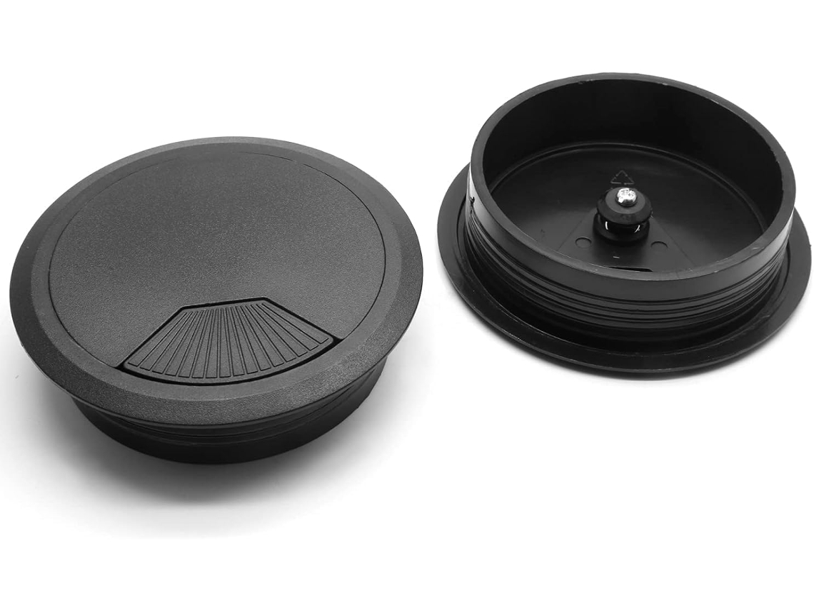 Conjunto de 5 peças redondas de plástico Passa-fios para mesa de computador.