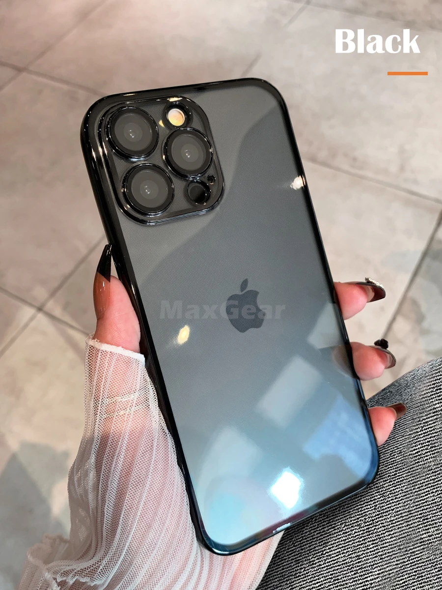 Capa Protetora Transparente De Silicone Eletroplaqueado (preta Para Iphone 11 Pro), Roxa, Macia E Resistente A Impactos.