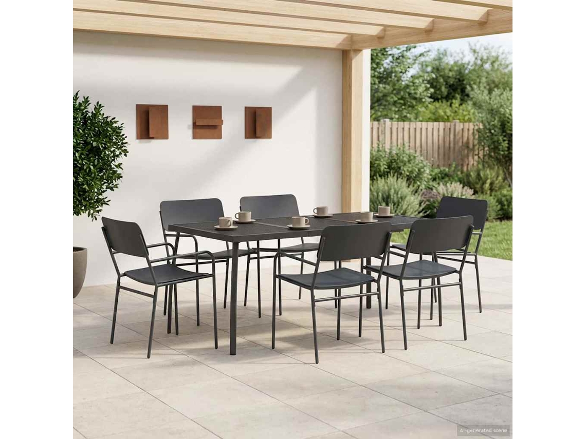 Vidaxl Conjunto De Sala De Jantar 7 Unid. Antracite Aço