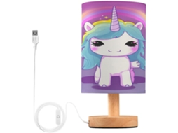 Luminária De Cabeceira Led Usb Pequena Skyshu Unicron Com Base Madeira Antiderrapante E Cúpula Que Não Agride Os Olhos