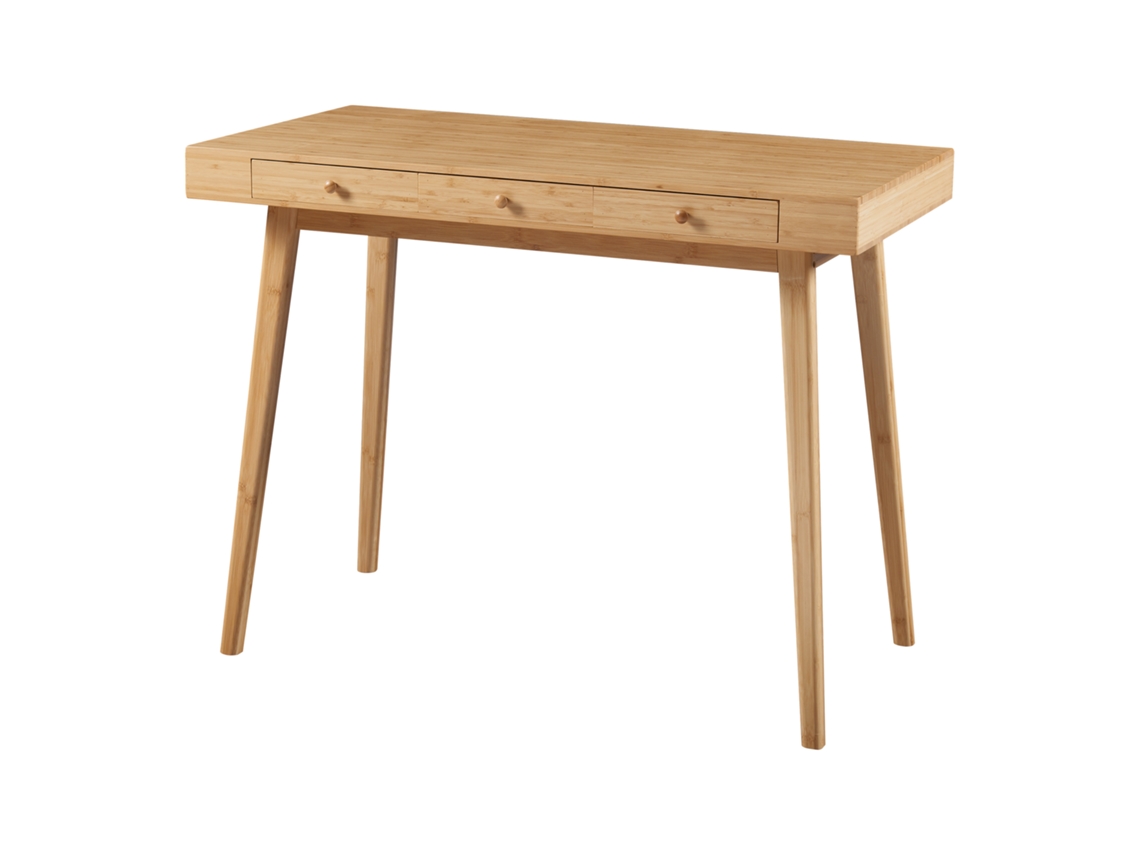 Secretária Hässleholm com 3 Gavetas em Bambu 100X50X75Cm Natural [EN.CASA]
