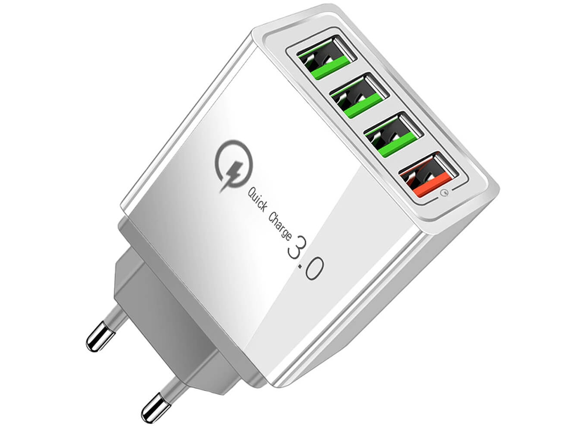 Carregador Rápido 4x Usb Quick Charge 3.0 3.1a Branco