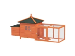 Gaiola de Galinheiro de Madeira Externa para Galinhas com Ninhos, Bandeja Removível com Tampa Flip 196x76x97 Cm Ge