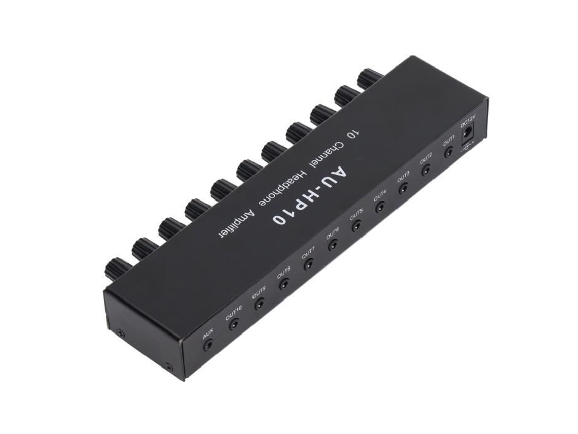 HURRISE Divisor Multicanal Amplificador de Fone de Ouvido de 10 Canais Amplificador de Som de 10 Canais Teste de Amplificador Diy