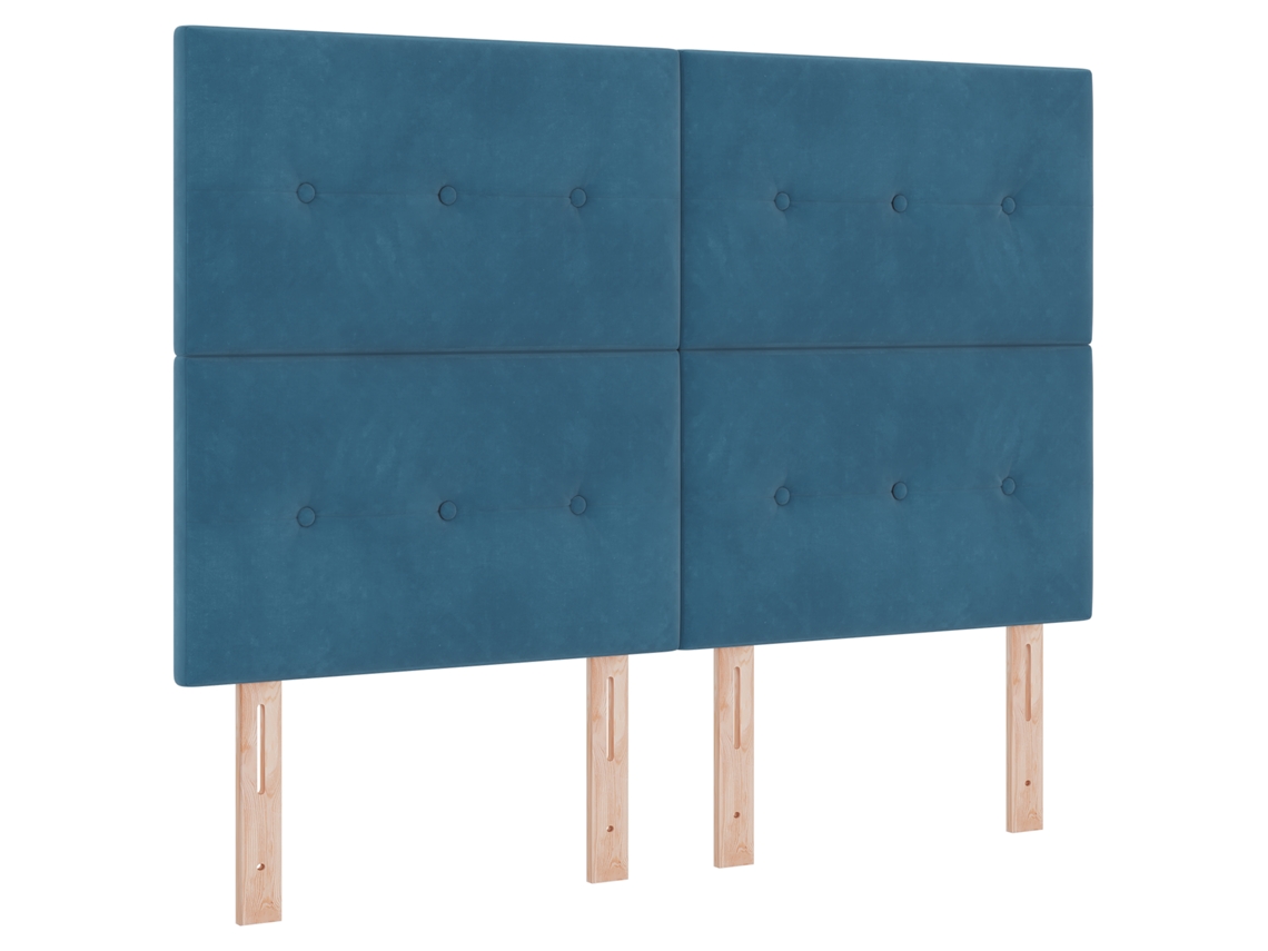 Conjunto 1 Cabeceira Estofada Vidaxl Azul Veludo (144 Cm)