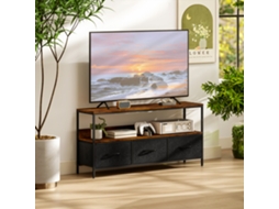Móvel De Tv, Mobiliário Para Televisão Até 55 Polegadas Com 3 Gavetas E Pés Aço 120 X 29 X 56 Cm Castanho Rústico