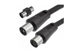 Cabo Coaxial Macho/Fêmea + Adaptador Preto 2M