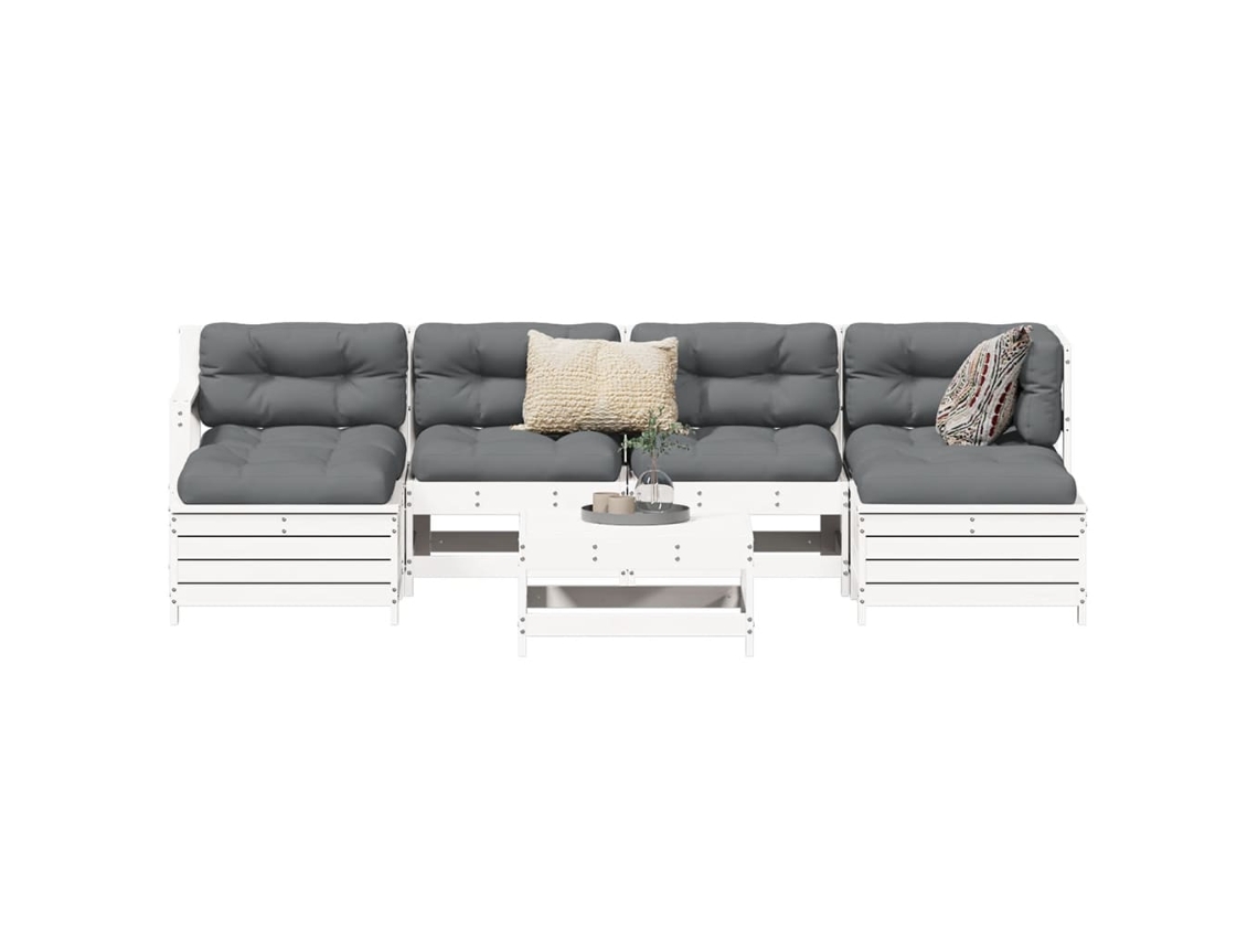 Pcs Conjunto De Sofás Para Jardim Pinho Maciço Branco Dkd Home Decor