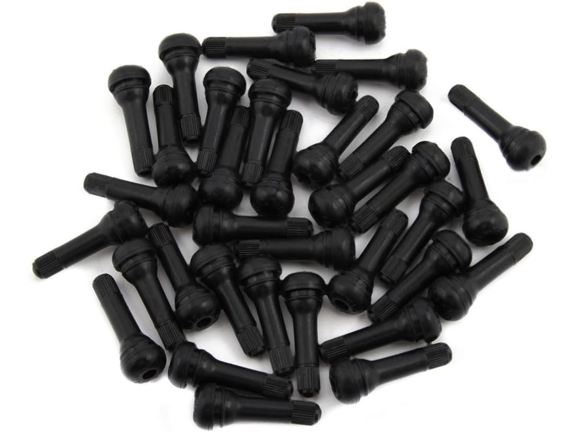 Conjunto De 50 Tampas De Válvula Para Pneus Sem Câmara, Na Liga De Zinco E Borracha Preta.