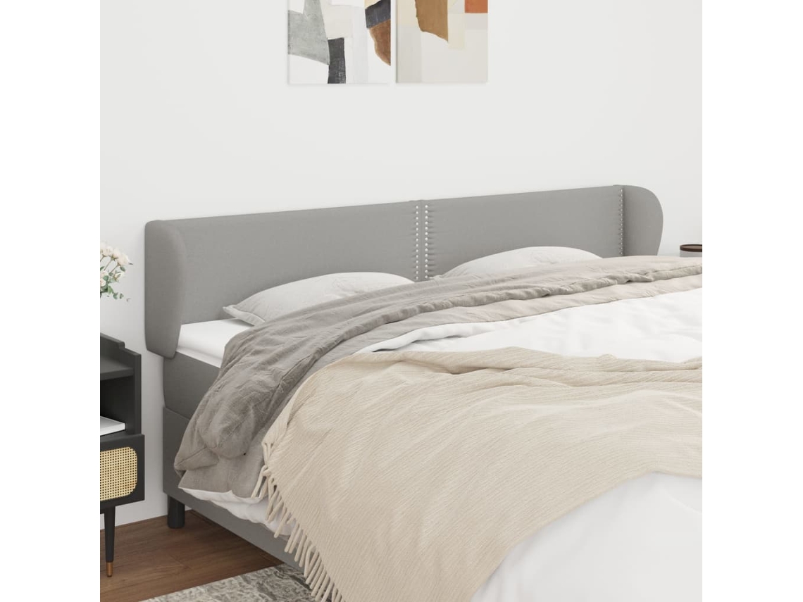 Vidaxl Cabeceira De Cama C/ Abas Tecido 203x23x78/88 Cm Cinzento-claro