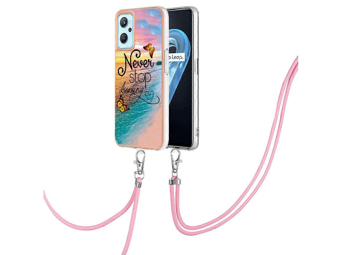 Capa De Celular De Tpu Imd Galvanizada Com Cordão Para Oppo Realme 9i / A36 / A96 4g