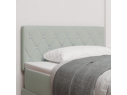Cabecero Led con Botón de Cristal Tapizado en Terciopelo Gris Claro de 100 cm