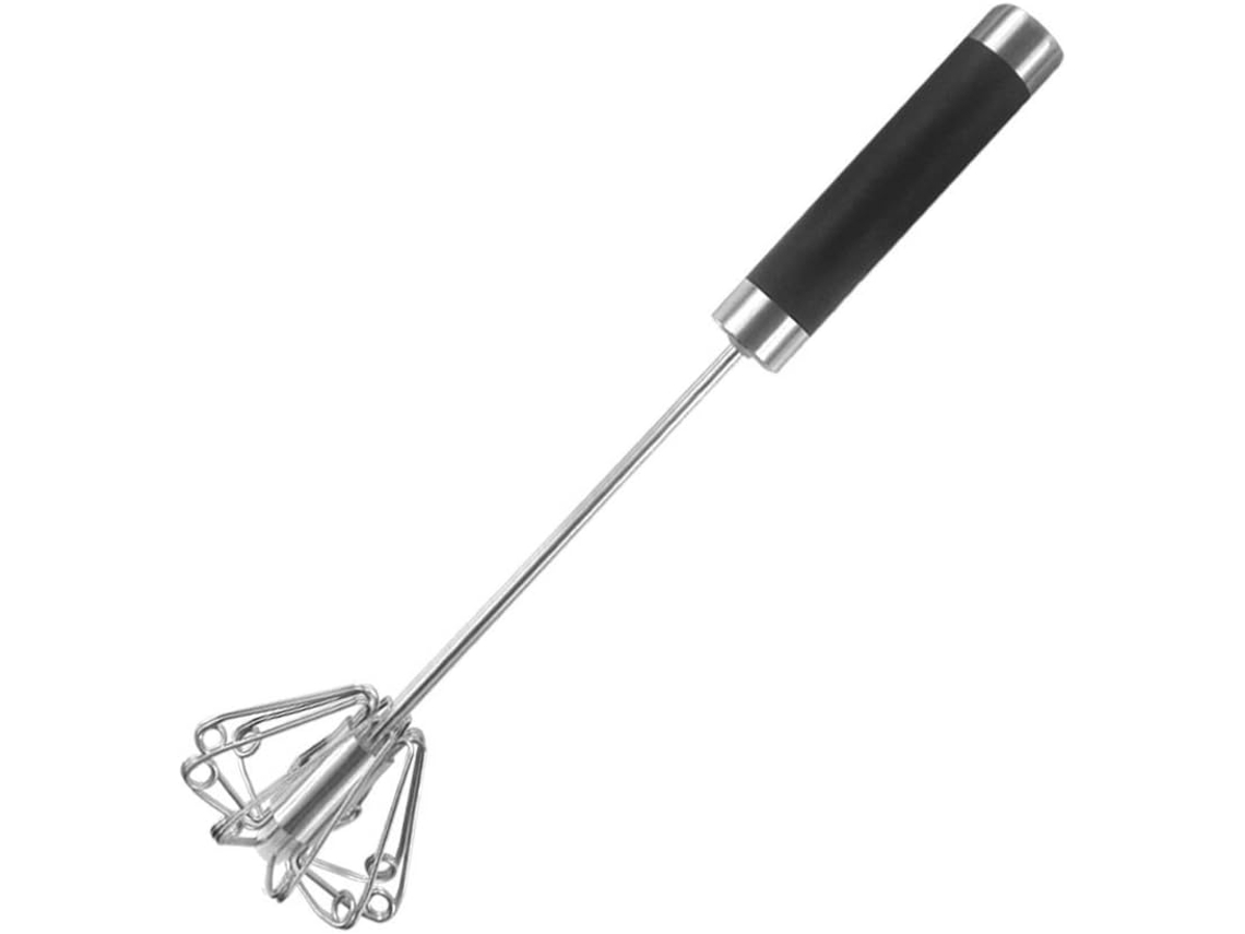 Batedor De Ovos Giratório Semiautomático Com Cabo, Em Aço Inoxidável, Utensílio De Cozinha Para Bater(2 Unidades)
