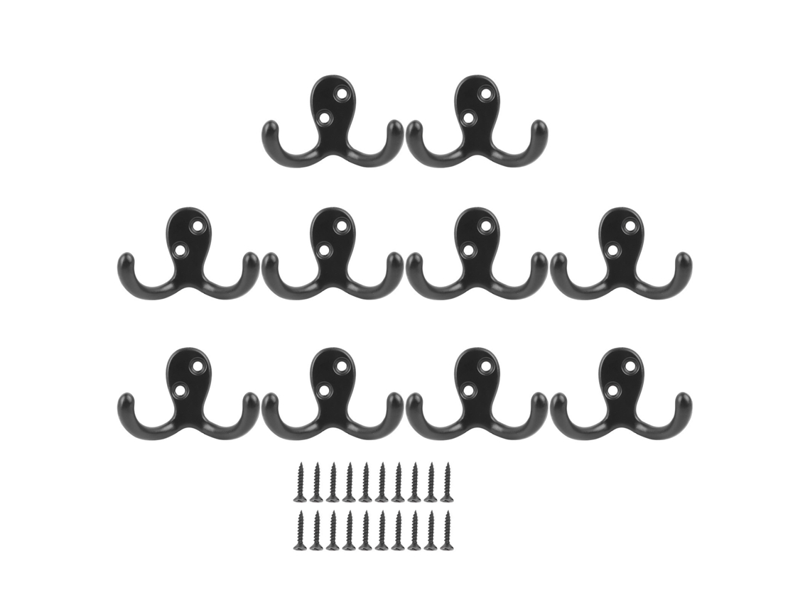 10pcs Ganchos de Parede de Liga de Zinco com Dois Dentes Retrô para Casaco Banheiro Cozinha