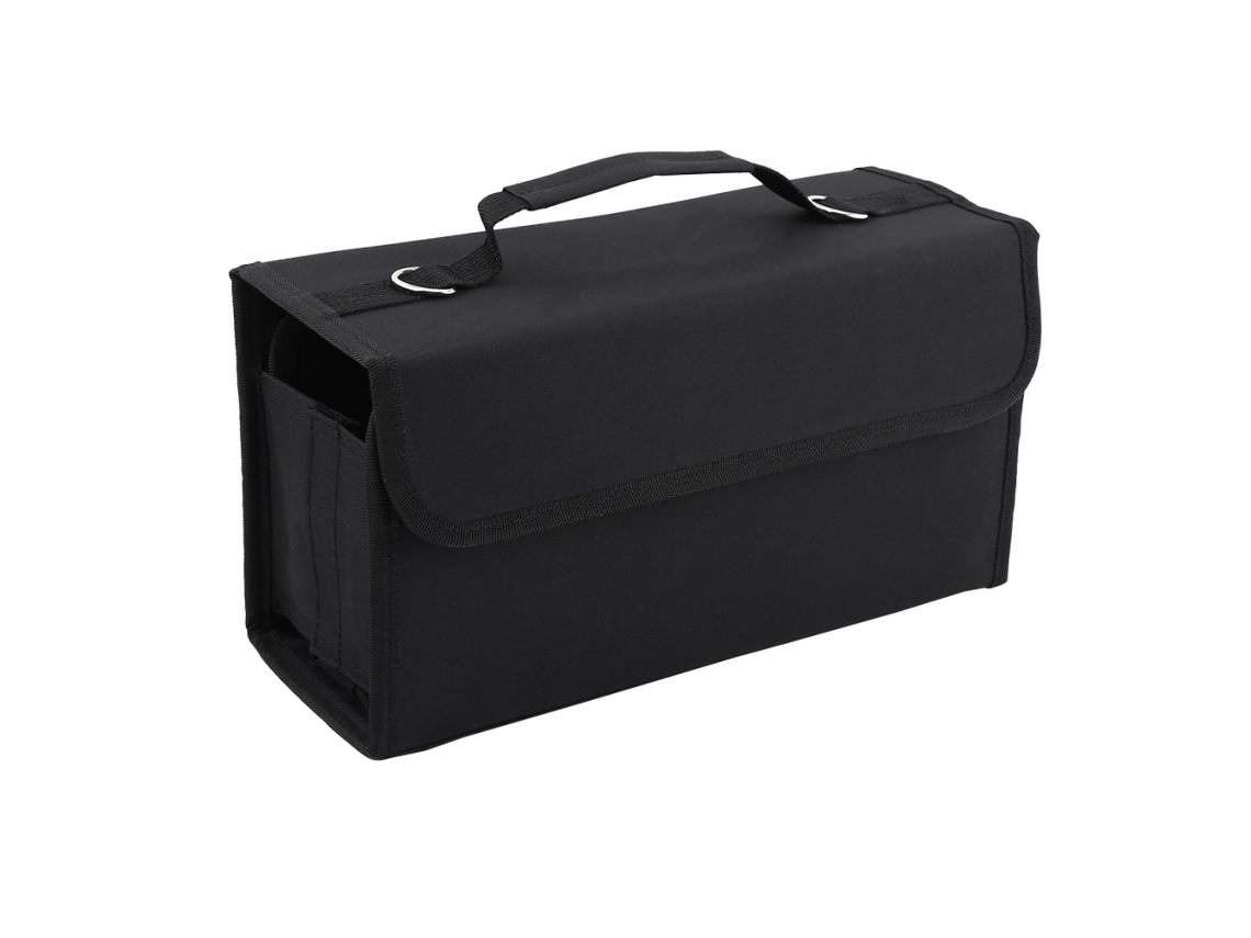 Bolsa para Canetas Marcadoras de Alta Capacidade com 80 Compartimentos e Várias Camadas, Porta, Canetas Portátil, Preta BRILVIBERA
