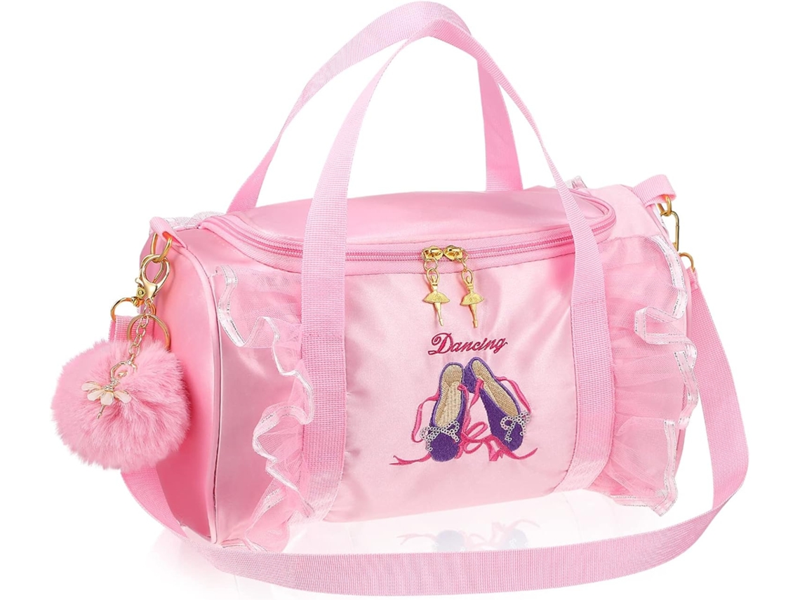 Bolsas De Balé Com Chaveiros De Pompom Para Meninas, Perfeitas Para Ginástica, Como Visto Na Foto.