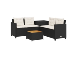 Sofá de jardim em forma de L com mesa e almofadões Vime Brown MAISON EXCLUSIVE (dimensões sem)
