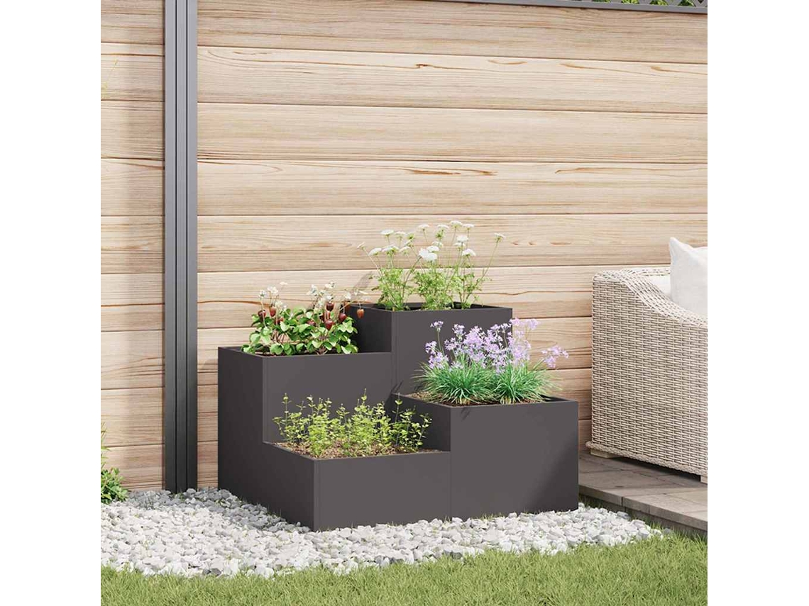Vidaxl Vaso De Jardim Preto 100 X 100 X 60 Cm Aço