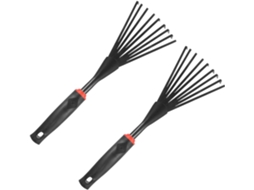 Conjunto de 2 Pequenos Ancinhos Portáteis com Dentes e Cabo Ergonômico