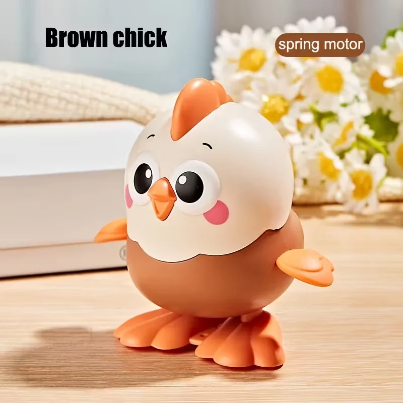 (brown) Brinquedo De Galinha Saltitante De Desenho Animado Com Mecanismo De Corda, Brinquedo Interativo Para Engatinhar