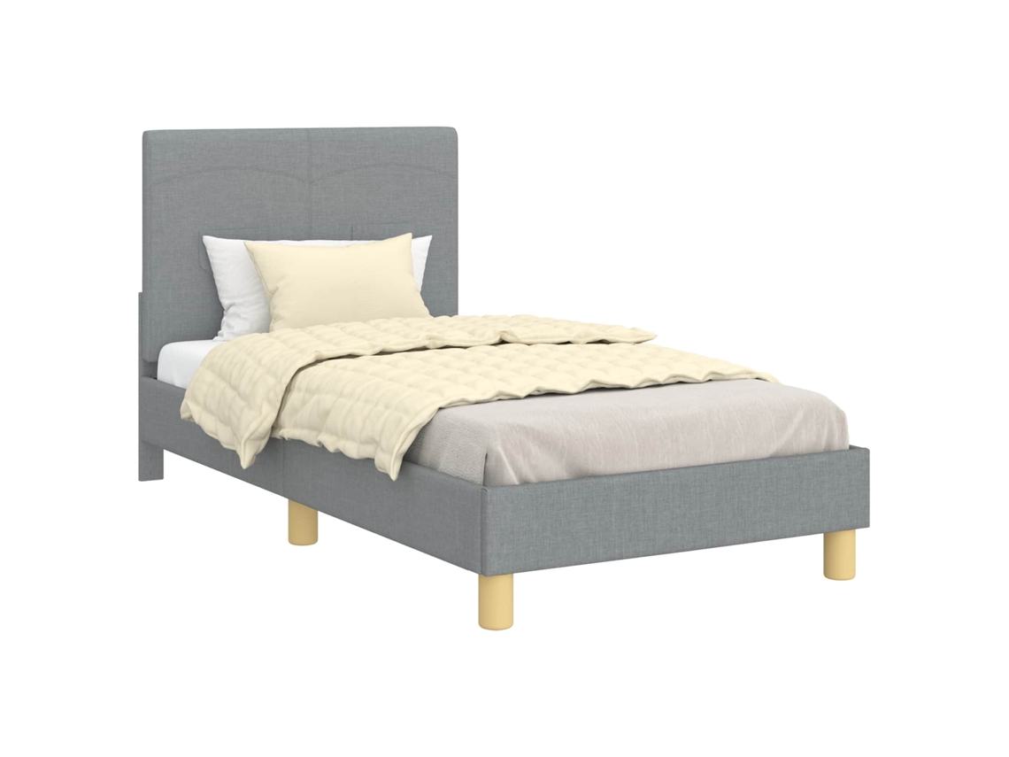 Estrutura de Cama Infantil com Cabeceira Cinzento Claro Tecido MAISON EXCLUSIVE