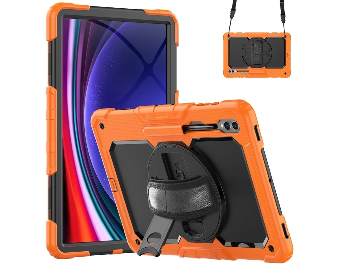 Capa Para Tablet Lurelia, Compatível Com Samsung Tab S9plus 12.4 X810/816b/818u Laranja, Pc, Dobrável Com Suporte, Suporte Giratório
