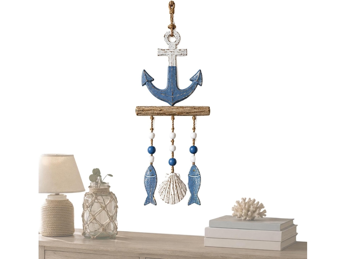 Decoração de parede em estilo náutico à beira-mar com ornamento de LED e