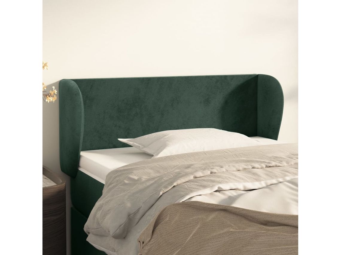 Cabecero con Alas de Terciopelo 93x23x78/88 cm Verde Oscuro