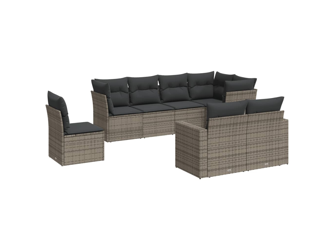 Conjunto de 8 sofás de jardim com almofadões Vime Pe Cinzento MAISON EXCLUSIVE (8 peças)