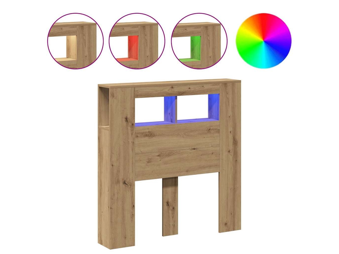 Cabeceira com Luzes Led Derivados de Madeira Carvalho Artisiano MAISON EXCLUSIVE