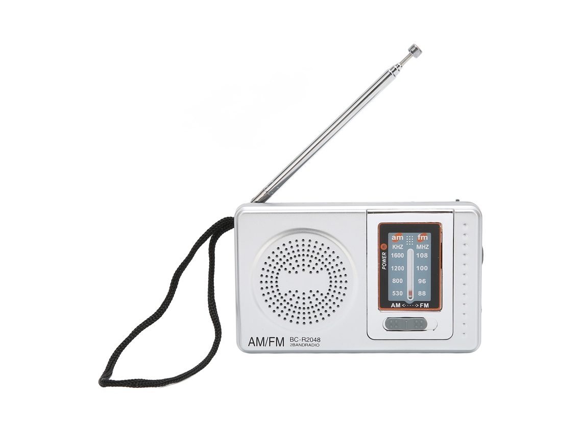 Rádio portátil de bolso am/fm, bateria, para viagem, hiking, ciclismo, prata cinza | S/MARCA
