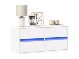 Vidaxl Móvel De Parede Para Tv Com Luzes Led 100x31x45 Cm Branco