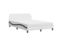 Cama com Colchão Dover 140x200 Cm Couro Artificial Preto e Branco MAISON EXCLUSIVE