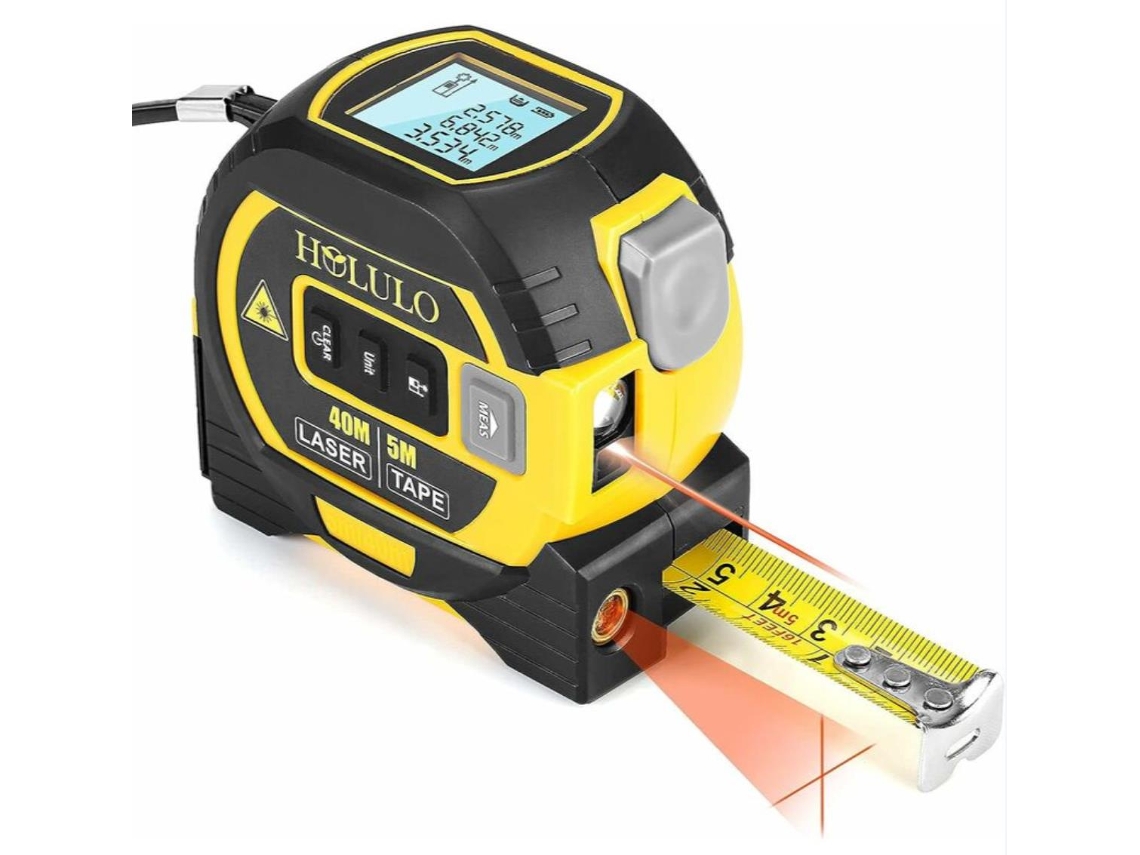 Medidor A Laser Digital 3 Em 1 Com Cruzado, Medidor De Distância A Laser Digital 40 Metros(131 Pés), Trena De 5 Metros(16 Pés)