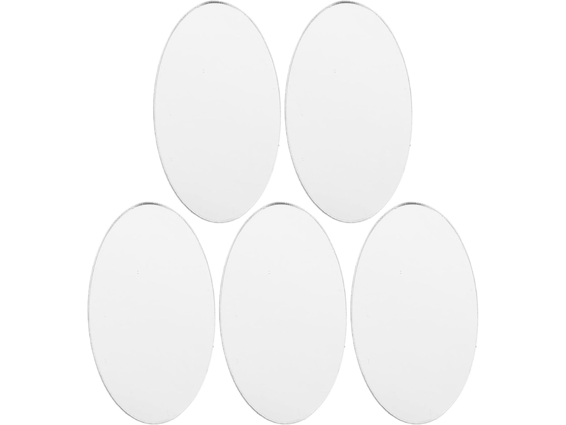 Espelho Oval Pequeno Autoadesivo De Plástico, Pacote Com 5 Unidades Para Atividades Criativas.