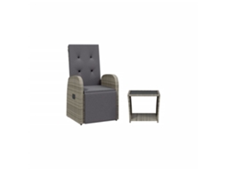 Conjunto de 2 Jantares para Jardim com Almofadões Vime Pe Cinza MAISON EXCLUSIVE