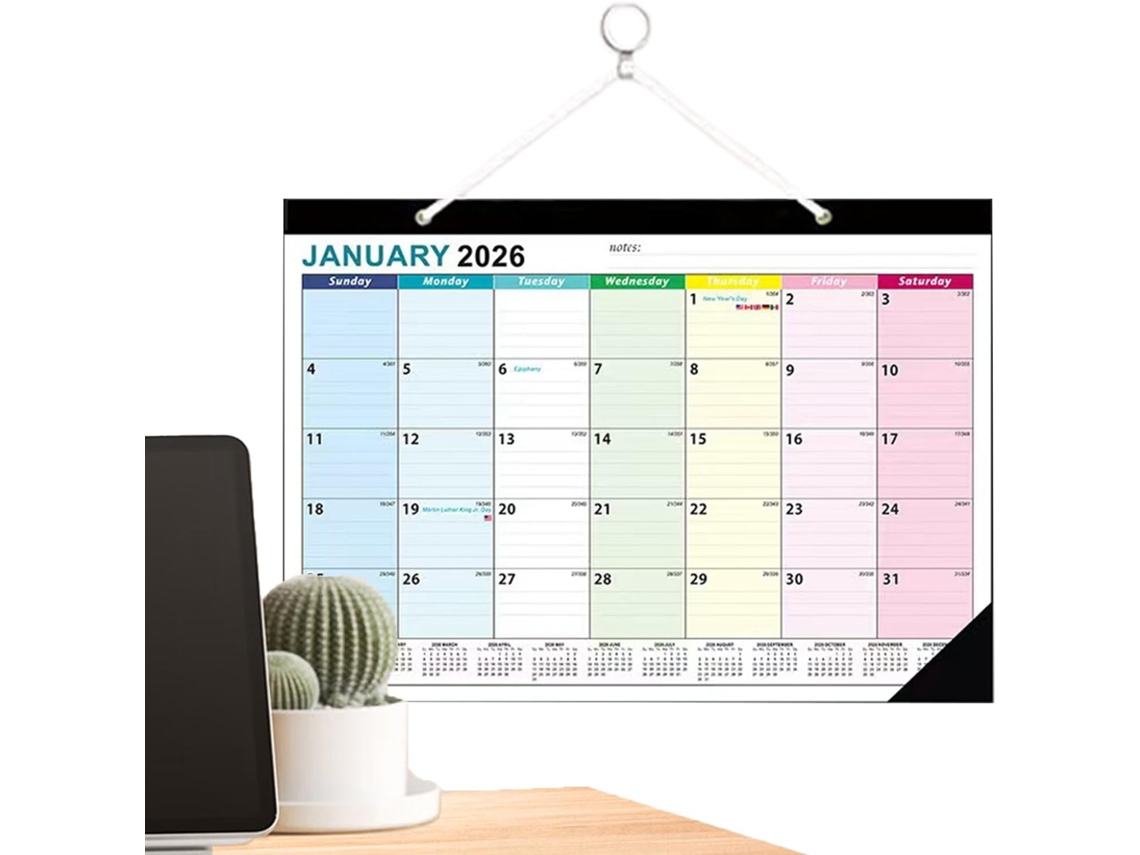 Calendário De Parede, Mensal 2027, 42 X 21 X 11 Cm, Organizador Grande Para Pendurar, Decoração Casa,