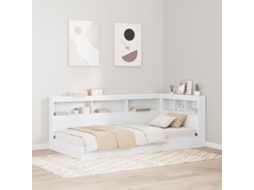 Cama Com Estante Branca 100x200 Cm Madeira Em Painel