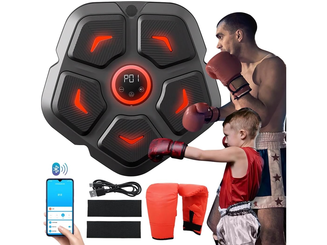 Máquina De Boxe Inteligente Com Música, Luvas De Boxe, Máquina De Socos Para Montagem Na Parede, Conexão Bluetooth, 9 Velocidades Aquaforge