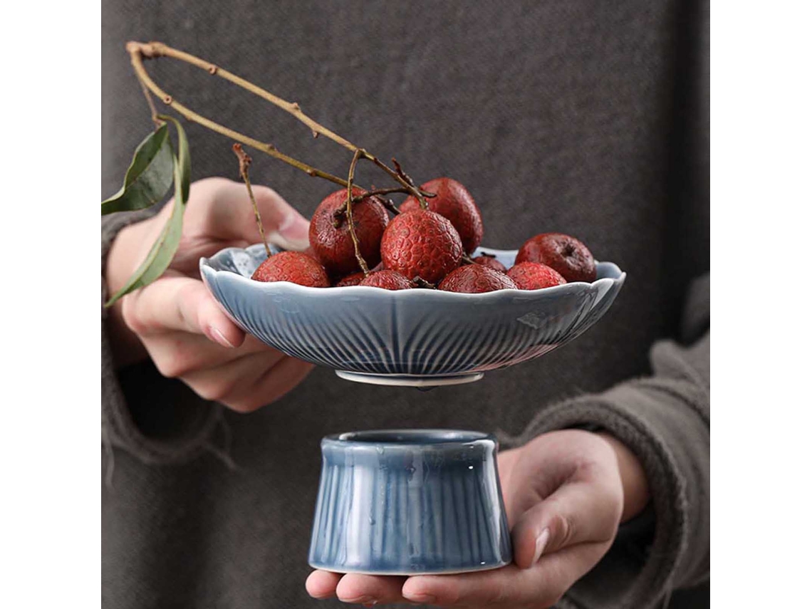 Taça De Fruta Em Cerâmica Com Pedestal - Tigela De Sobremesa E Gelado Para Cozinha E Decoração De Mesa